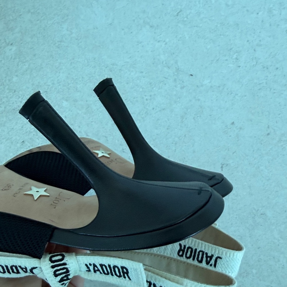 Dior Black and Cream Slingback Heels - Picture 9 of 11